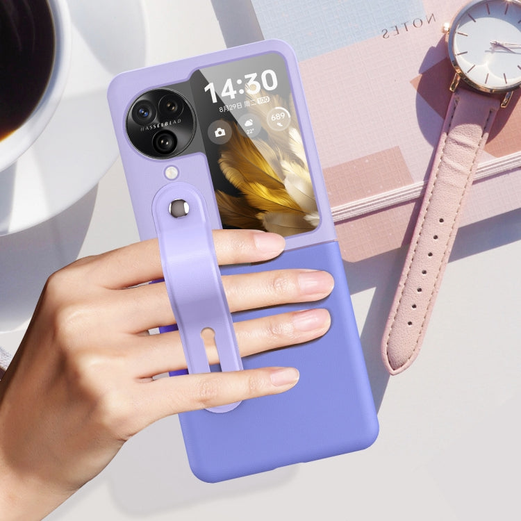 For OPPO Find N3 Flip Wrist-strap Plain Leather Phone Case(Gourin) - Find N3 Flip Cases by PMC TechLife | Online Shopping South Africa | PMC TechLife | Buy Now Pay Later Mobicred