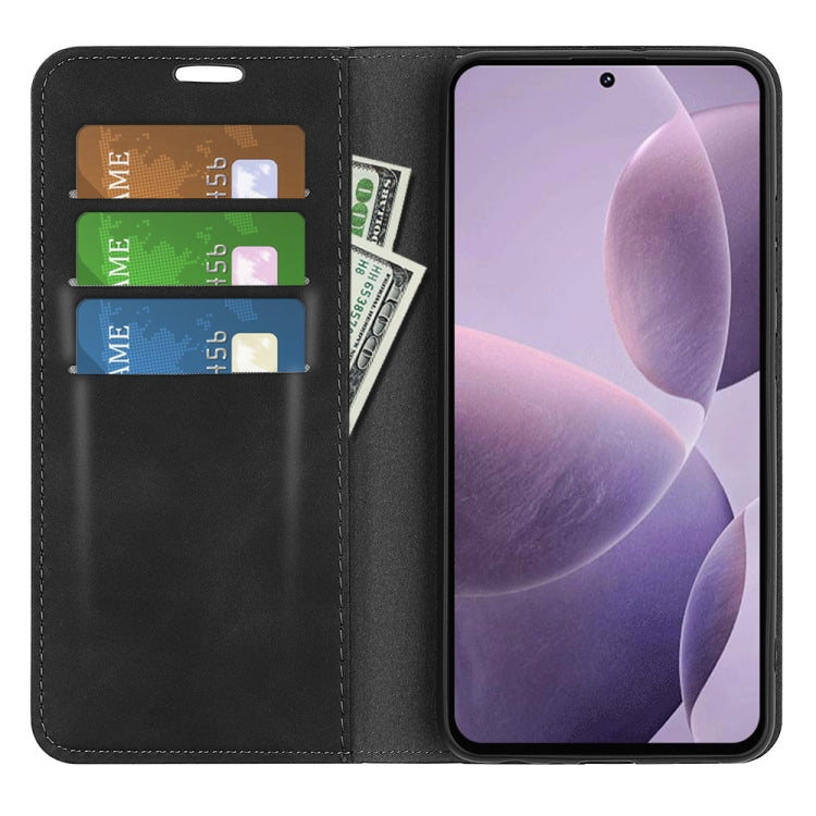 For Xiaomi Redmi K70 Retro-skin Magnetic Suction Leather Phone Case(Black)