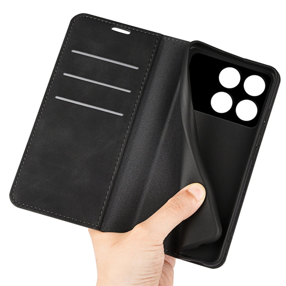 For Xiaomi Redmi K70 Retro-skin Magnetic Suction Leather Phone Case(Black)