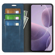 For Xiaomi Redmi K70 Retro-skin Magnetic Suction Leather Phone Case(Dark Blue)