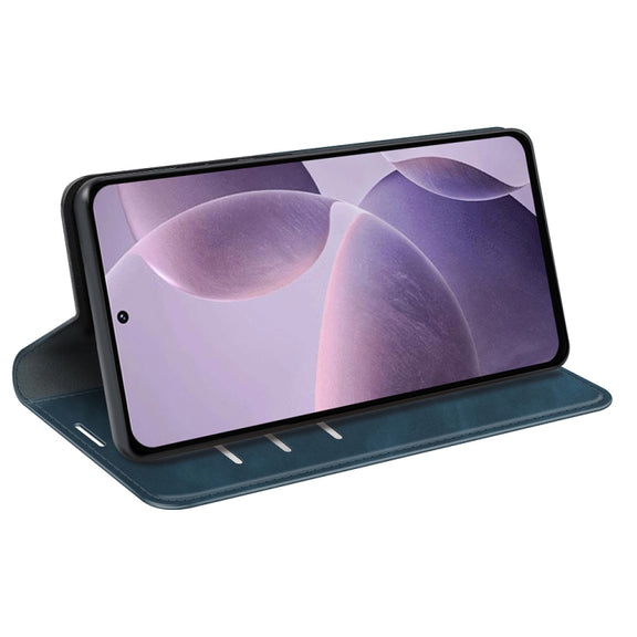 For Xiaomi Redmi K70 Retro-skin Magnetic Suction Leather Phone Case(Dark Blue)