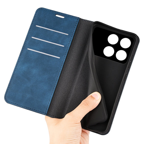 For Xiaomi Redmi K70 Retro-skin Magnetic Suction Leather Phone Case(Dark Blue)