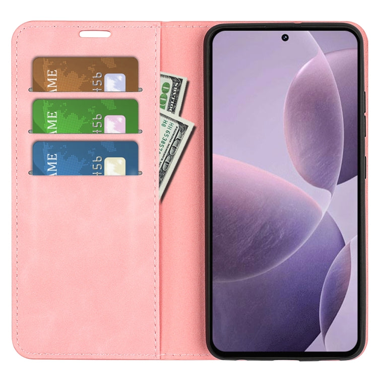 For Xiaomi Redmi K70 Retro-skin Magnetic Suction Leather Phone Case(Pink)
