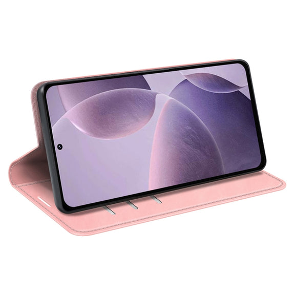 For Xiaomi Redmi K70 Retro-skin Magnetic Suction Leather Phone Case(Pink)