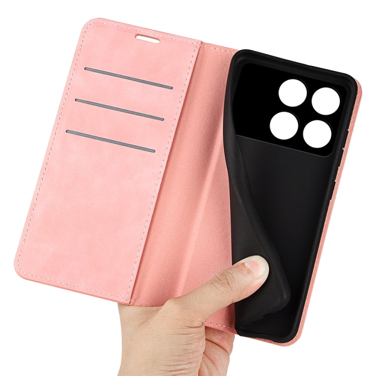 For Xiaomi Redmi K70 Retro-skin Magnetic Suction Leather Phone Case(Pink)