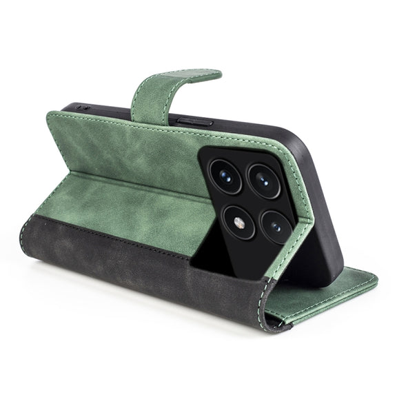 For Xiaomi Redmi K70 Stitching Horizontal Flip Leather Phone Case(Green)