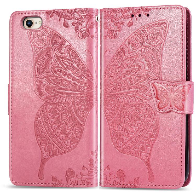 For iPhone 16e Butterfly Love Flower Embossed Leather Phone Case(Pink) - iPhone 16e Cases by PMC TechLife | Online Shopping South Africa | PMC TechLife | Buy Now Pay Later Mobicred