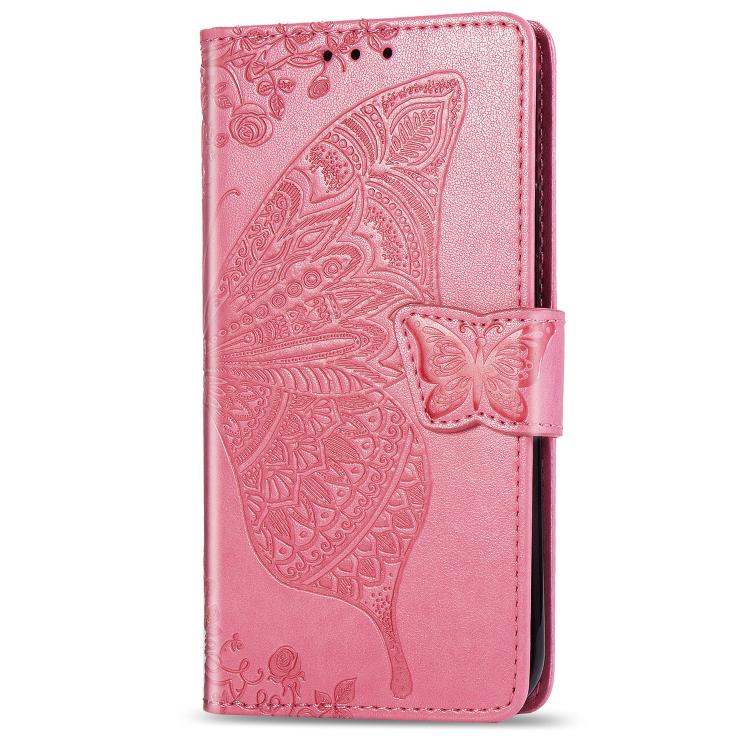 For iPhone 16e Butterfly Love Flower Embossed Leather Phone Case(Pink) - iPhone 16e Cases by PMC TechLife | Online Shopping South Africa | PMC TechLife | Buy Now Pay Later Mobicred