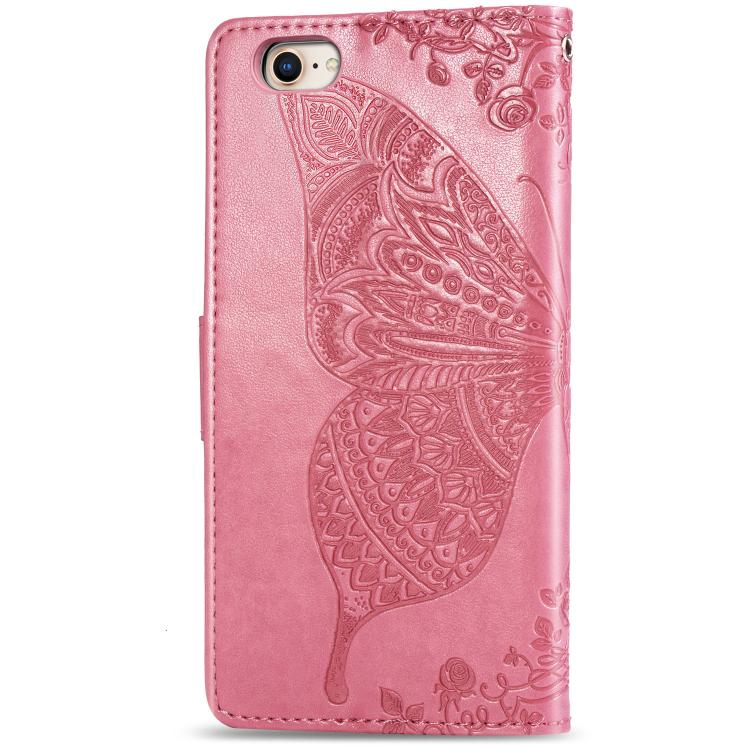 For iPhone 16e Butterfly Love Flower Embossed Leather Phone Case(Pink) - iPhone 16e Cases by PMC TechLife | Online Shopping South Africa | PMC TechLife | Buy Now Pay Later Mobicred