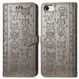 For iPhone 16e Cat and Dog Embossed Leather Phone Case(Gray) - iPhone 16e Cases by PMC TechLife | Online Shopping South Africa | PMC TechLife | Buy Now Pay Later Mobicred