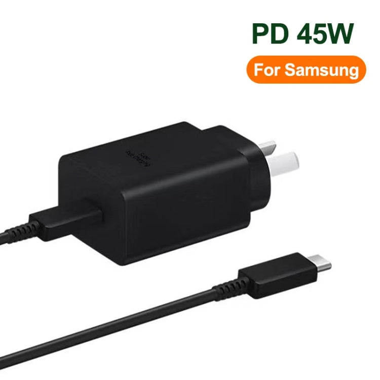 M135 PPS / PD 45W USB-C / Type-C Port Fast Charger with 5A Type-C to Type-C Cable, AU Plug(Black) - USB Charger by PMC TechLife | Online Shopping South Africa | PMC TechLife | Buy Now Pay Later Mobicred
