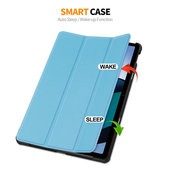 For Redmi Pad SE 11.0 ENKAY Tri-fold Custer Texture Leather Smart Tablet Case(Black)