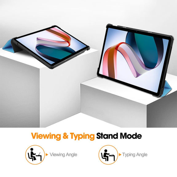 For Redmi Pad SE 11.0 ENKAY Tri-fold Custer Texture Leather Smart Tablet Case(Black)