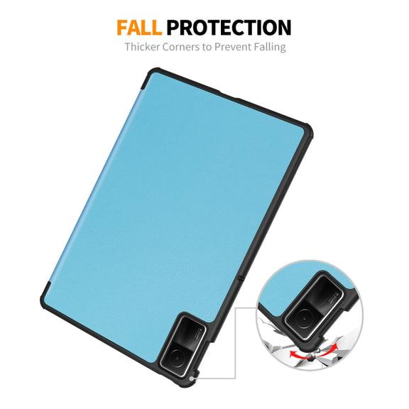 For Redmi Pad SE 11.0 ENKAY Tri-fold Custer Texture Leather Smart Tablet Case(Black)