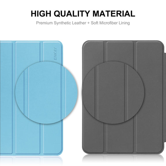 For Redmi Pad SE 11.0 ENKAY Tri-fold Custer Texture Leather Smart Tablet Case(Black)