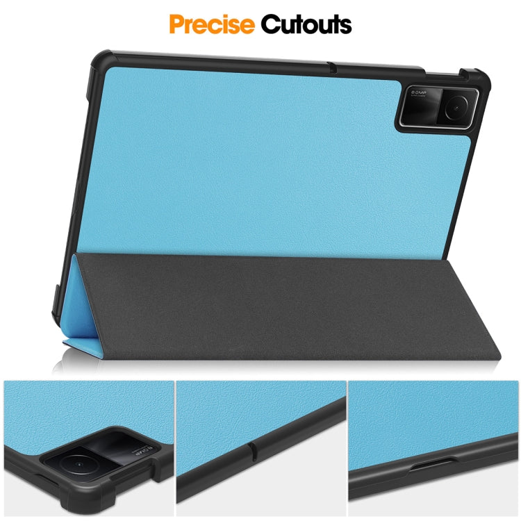 For Redmi Pad SE 11.0 ENKAY Tri-fold Custer Texture Leather Smart Tablet Case(Black)
