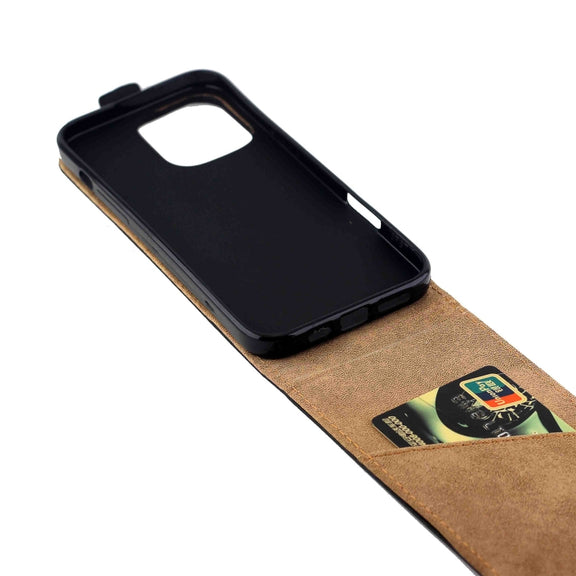 For iPhone 16 Pro Max Vertical Flip Leather Phone Case with Card Slot(Black)