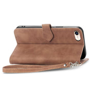 For iPhone 16e Embossed Flower Zipper Leather Phone Case(Brown)