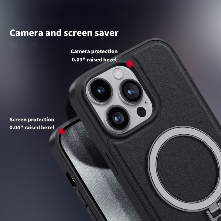 For iPhone 15 Shield MagSafe Magnetic Holder Phone Case(Black) - iPhone 15 Cases by PMC TechLife | Online Shopping South Africa | PMC TechLife