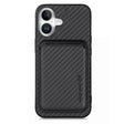 For iPhone 16 Carbon Fiber Leather Card Magsafe Phone Case(Black) - iPhone 16 Cases by PMC TechLife | Online Shopping South Africa | PMC TechLife | Buy Now Pay Later Mobicred