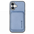 For iPhone 16 Plus Carbon Fiber Leather Card Magsafe Phone Case(Blue) - iPhone 16 Plus Cases by PMC TechLife | Online Shopping South Africa | PMC TechLife | Buy Now Pay Later Mobicred