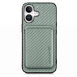 For iPhone 16 Plus Carbon Fiber Leather Card Magsafe Phone Case(Green) - iPhone 16 Plus Cases by PMC TechLife | Online Shopping South Africa | PMC TechLife | Buy Now Pay Later Mobicred