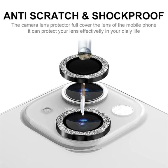 For iPhone 15 / 15 Plus ENKAY Hat-Prince Glitter Rear Lens Aluminium Alloy Tempered Glass Film(Gold)