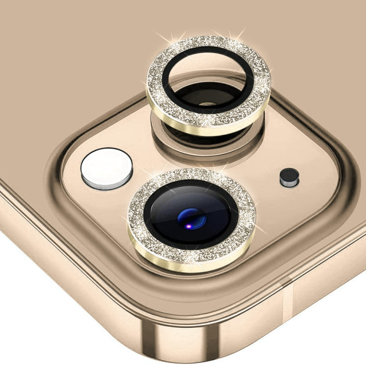For iPhone 15 / 15 Plus ENKAY Hat-Prince Glitter Rear Lens Aluminium Alloy Tempered Glass Film(Gold) - iPhone 15 Tempered Glass by ENKAY | Online Shopping South Africa | PMC TechLife | Buy Now Pay Later Mobicred