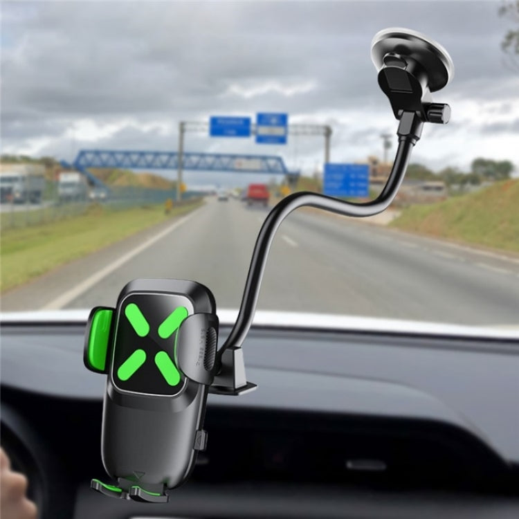X034 Universal Truck Bus Dashboard Flexible Adjustable Windshield Suction Cup Car Phone Holder(Green) - Car Holders by PMC TechLife | Online Shopping South Africa | PMC TechLife | Buy Now Pay Later Mobicred