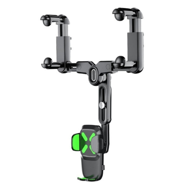 R010 Universal Vehicle Rearview Mirror Phone Holder Multifunctional Retractable Cell Phone Car Mount(Green)