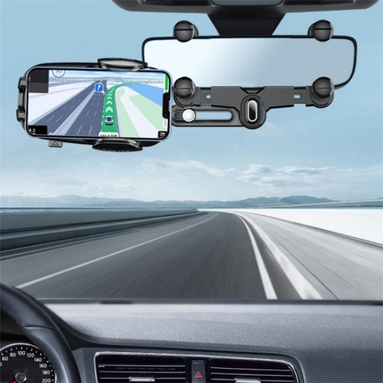 R010 Universal Vehicle Rearview Mirror Phone Holder Multifunctional Retractable Cell Phone Car Mount(Black) - Car Holders by PMC TechLife | Online Shopping South Africa | PMC TechLife | Buy Now Pay Later Mobicred
