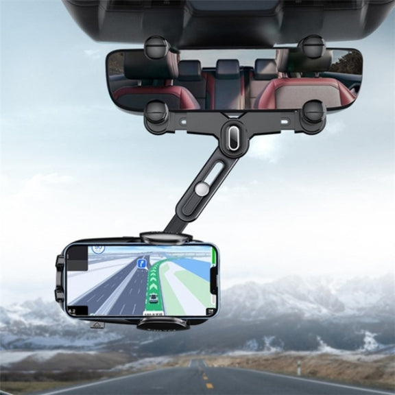 R010 Universal Vehicle Rearview Mirror Phone Holder Multifunctional Retractable Cell Phone Car Mount(Green)