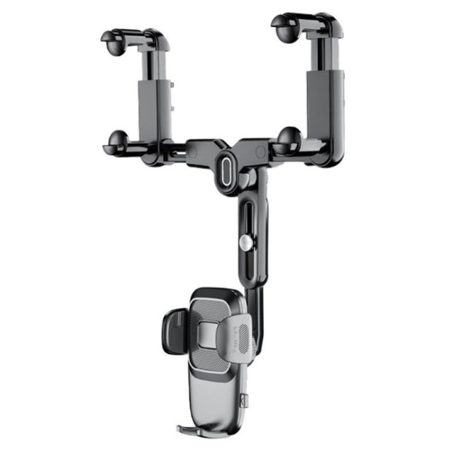 R009 Universal Vehicle Retractable Phone Clip Holder Car Rearview Mirror Cell Phone Mount(Black)