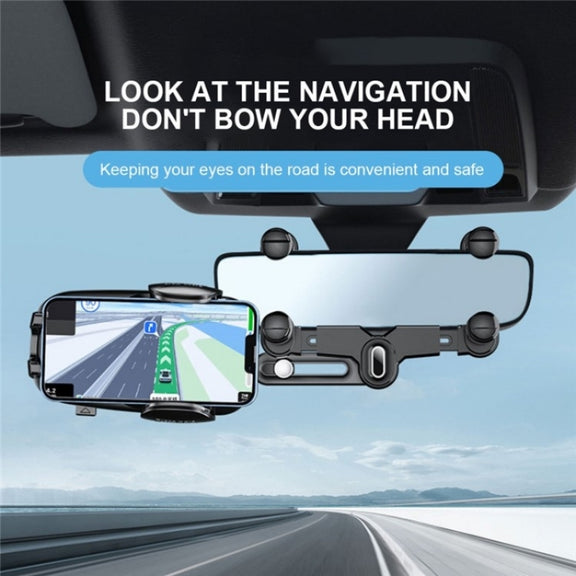 R009 Universal Vehicle Retractable Phone Clip Holder Car Rearview Mirror Cell Phone Mount(Green)