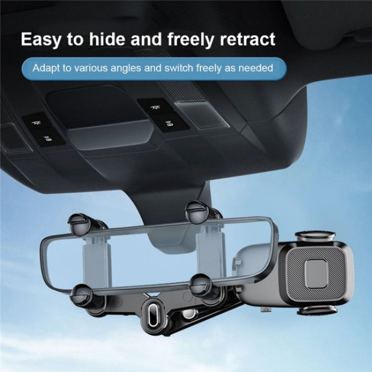 R009 Universal Vehicle Retractable Phone Clip Holder Car Rearview Mirror Cell Phone Mount(Black) - Car Holders by PMC TechLife | Online Shopping South Africa | PMC TechLife | Buy Now Pay Later Mobicred