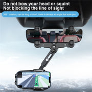 R009 Universal Vehicle Retractable Phone Clip Holder Car Rearview Mirror Cell Phone Mount(Green)