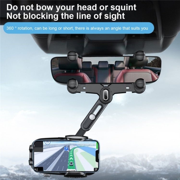 R009 Universal Vehicle Retractable Phone Clip Holder Car Rearview Mirror Cell Phone Mount(Green)