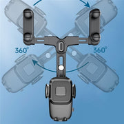 R009 Universal Vehicle Retractable Phone Clip Holder Car Rearview Mirror Cell Phone Mount(Black)