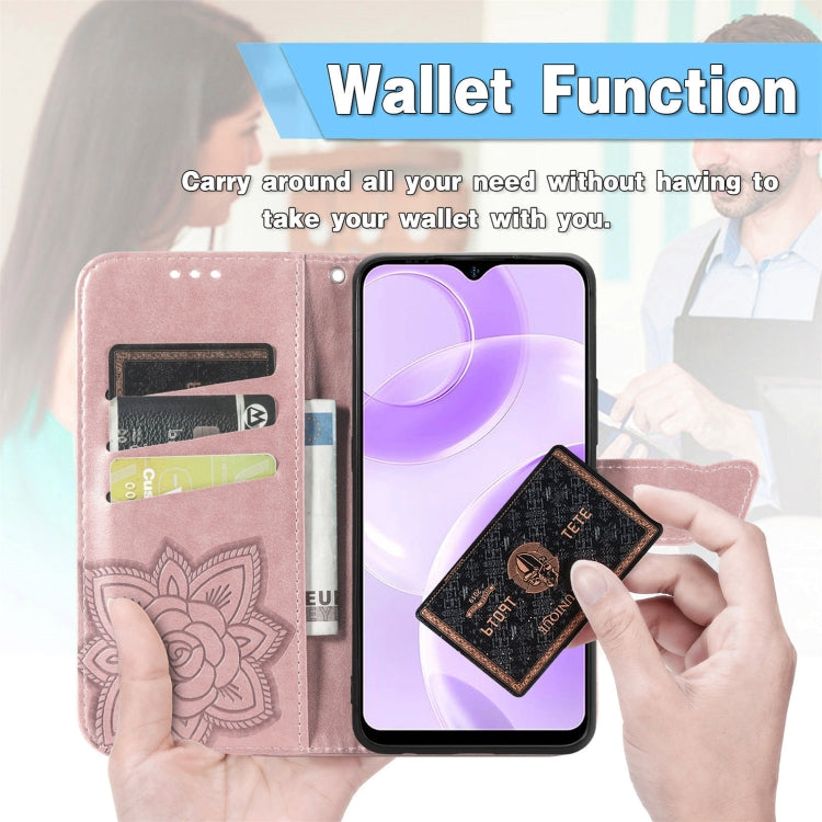 For Ulefone Note 15 Butterfly Love Flower Embossed Leather Phone Case(Gray)