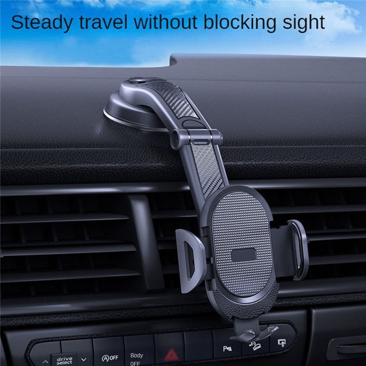 ES33 Car Mobile Phone Holder Bracket Carbon Fiber 360 Degree Rotation Suction Cup Mount(Black) - Universal Car Holders by PMC TechLife | Online Shopping South Africa | PMC TechLife | Buy Now Pay Later Mobicred