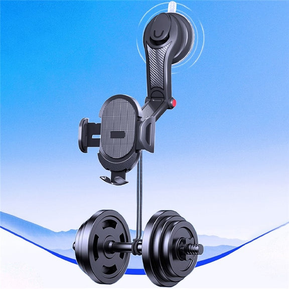 ES33 Car Mobile Phone Holder Bracket Carbon Fiber 360 Degree Rotation Suction Cup Mount(Black)