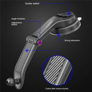 ES33 Car Mobile Phone Holder Bracket Carbon Fiber 360 Degree Rotation Suction Cup Mount(Red)
