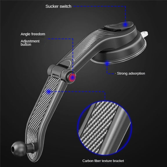 ES33 Car Mobile Phone Holder Bracket Carbon Fiber 360 Degree Rotation Suction Cup Mount(Red)