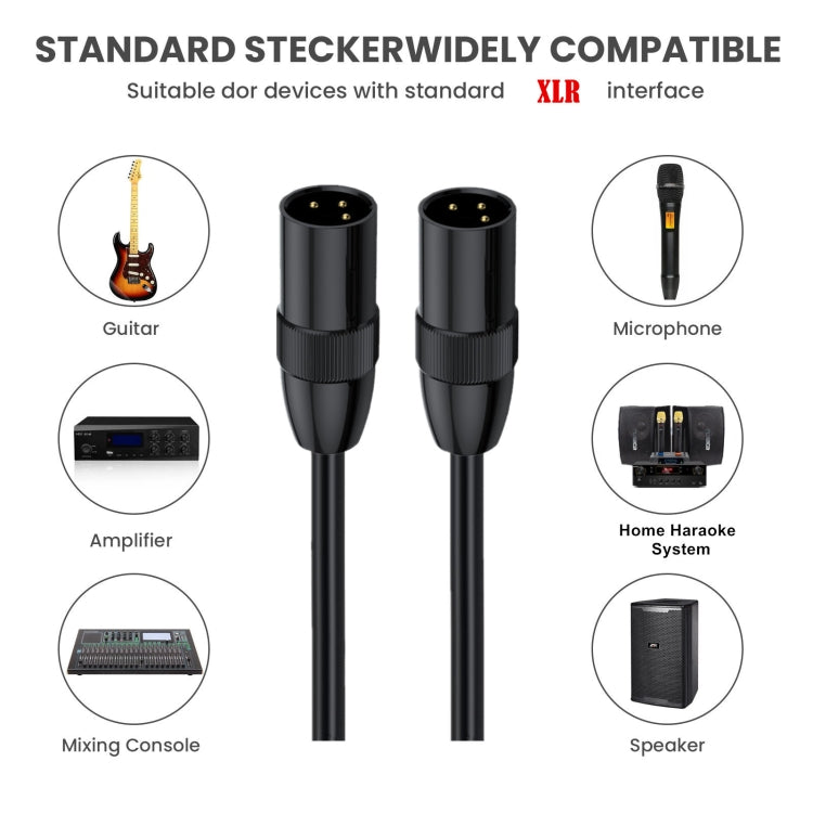 JUNSUNMAY XLR Male to Male Mic Cord 3 Pin Audio Cable Balanced Shielded Cable, Length:3m - Microphone Audio Cable & Connector by JUNSUNMAY | Online Shopping South Africa | PMC TechLife | Buy Now Pay Later Mobicred