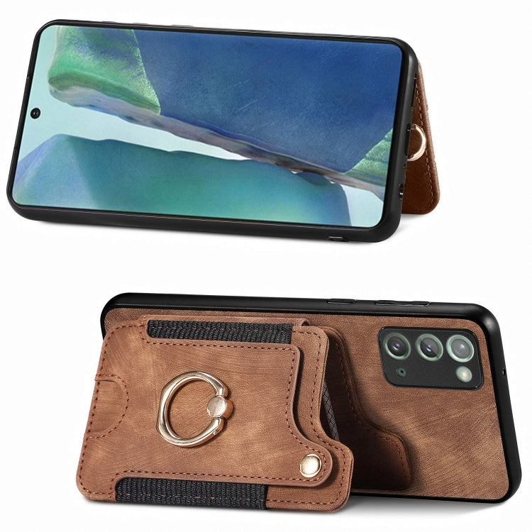 For Samsung Galaxy Note20  Ultra Retro Skin-feel Ring multi-card Wallet Phone Case(Brown) - Galaxy Note20 Ultra Cases by PMC TechLife | Online Shopping South Africa | PMC TechLife