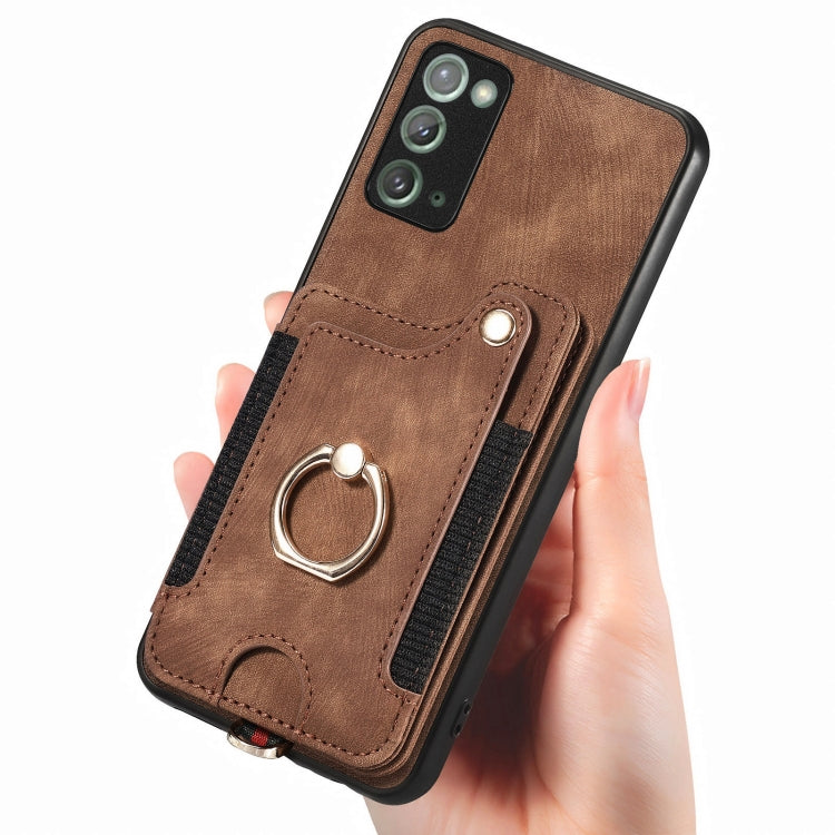For Samsung Galaxy Note20  Ultra Retro Skin-feel Ring multi-card Wallet Phone Case(Brown) - Galaxy Note20 Ultra Cases by PMC TechLife | Online Shopping South Africa | PMC TechLife