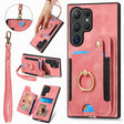For Samsung Galaxy S25 Ultra 5G Retro Skin-feel Ring Multi-card Wallet Phone Case(Pink) - free shipping - PMC TechLife - Order now!