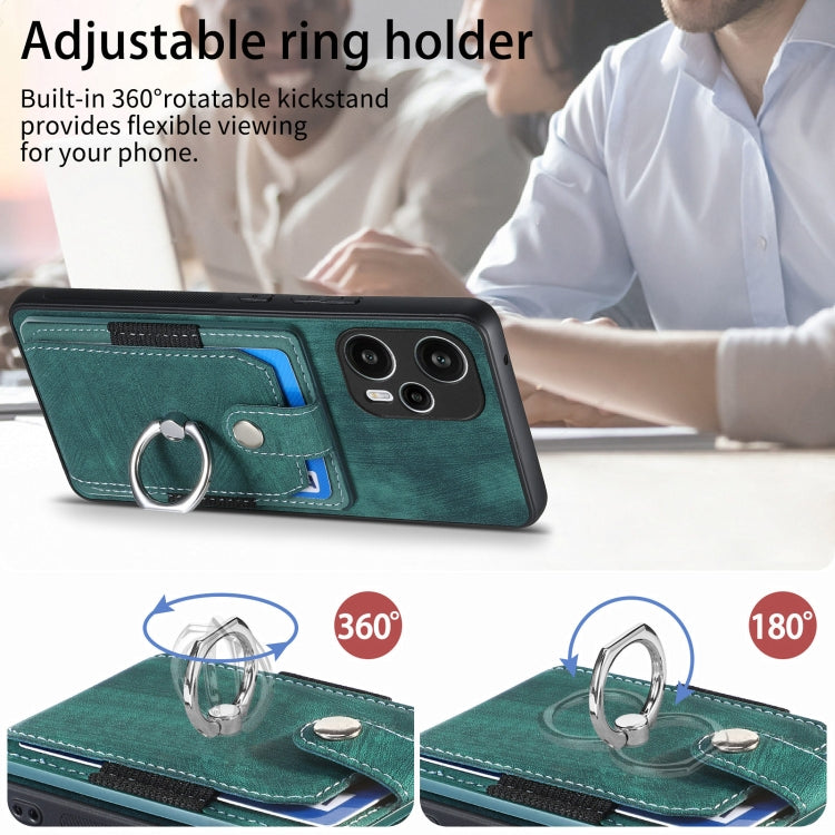 For Xiaomi Poco F5 Retro Skin-feel Ring Card Wallet Phone Case(Green) - free shipping - PMC TechLife - Order now!