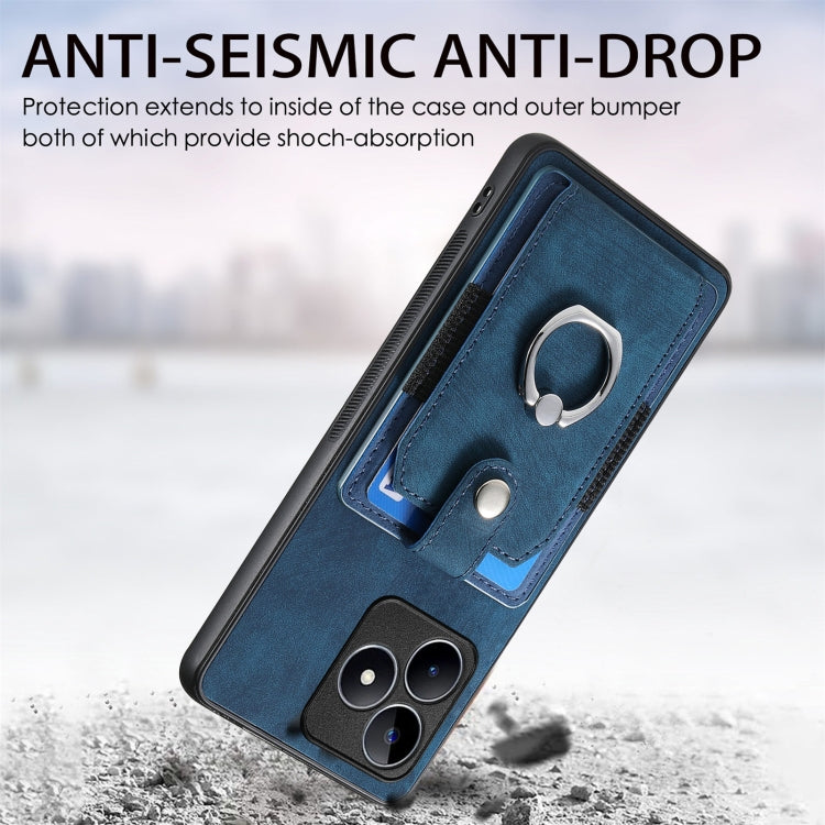 For Realme C53 4G Retro Skin-feel Ring Multi-card Wallet Phone Case(Blue) - Realme Cases by PMC TechLife | Online Shopping South Africa | PMC TechLife | Buy Now Pay Later Mobicred