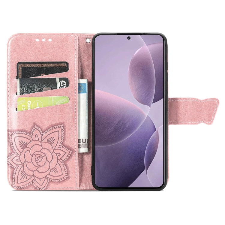 For Xiaomi Redmi K70 Butterfly Love Flower Embossed Leather Phone Case(Rose Gold)